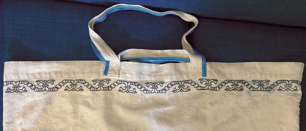 blackwork embroidery bag hem